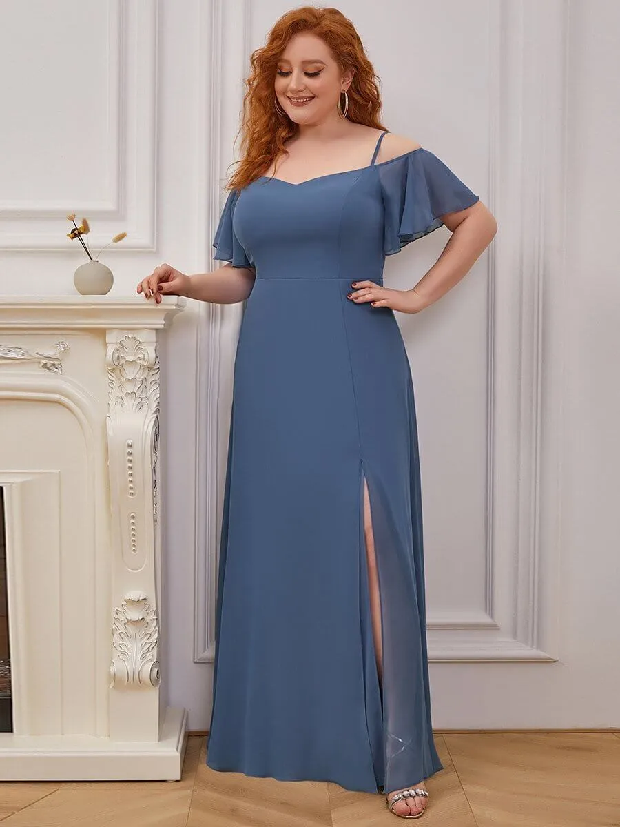 Aurora cold shoulder dress with split in dusky navy Express NZ wide