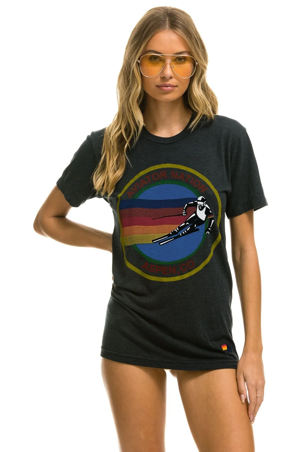 AVIATOR NATION ASPEN TEE - CHARCOAL