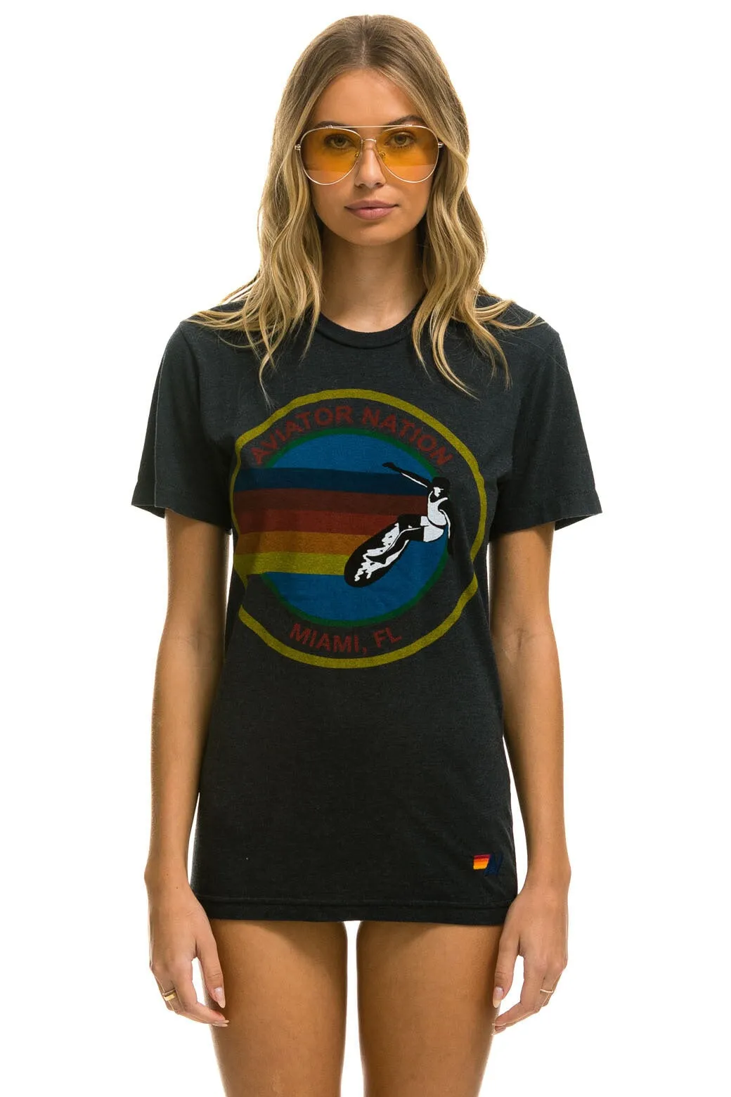 AVIATOR NATION MIAMI TEE -  CHARCOAL