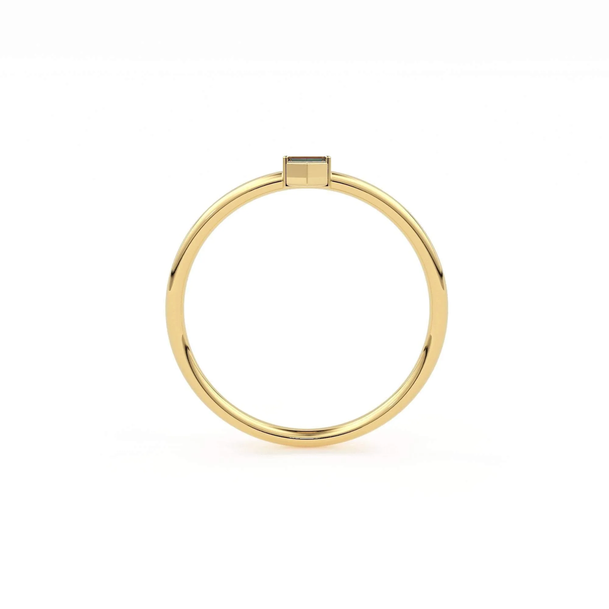 Baguette Diamond Ring / 14k Gold Baguette and Round Cut Diamond Ring / Minimalist Baguette Ring / Dainty Mix Diamond Ring