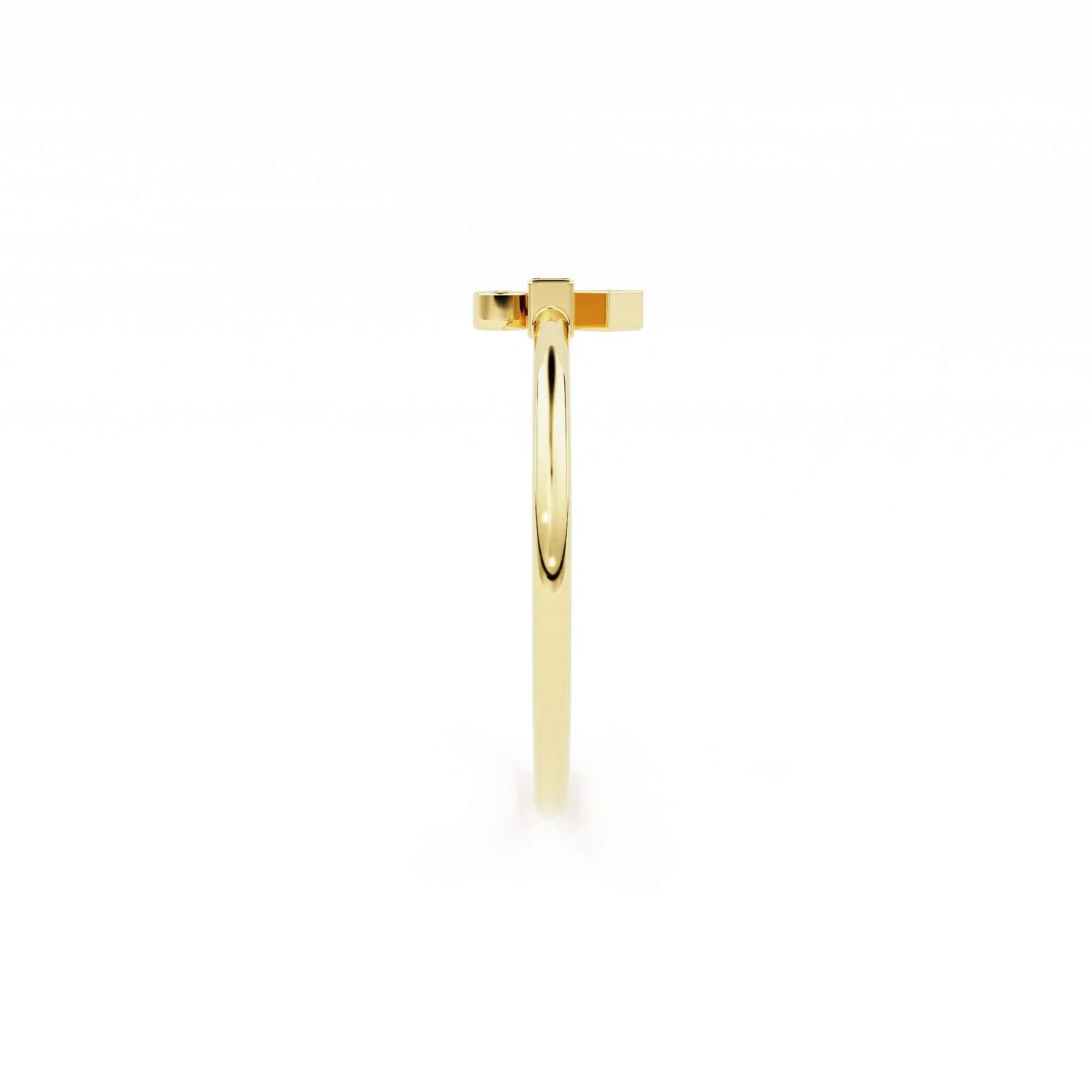 Baguette Diamond Ring / 14k Gold Baguette and Round Cut Diamond Ring / Minimalist Baguette Ring / Dainty Mix Diamond Ring