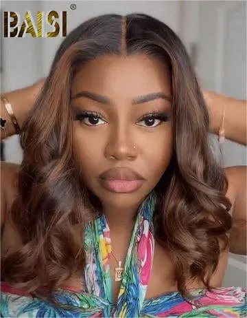 BAISI Elegant Brown Highlight Glueless Wig