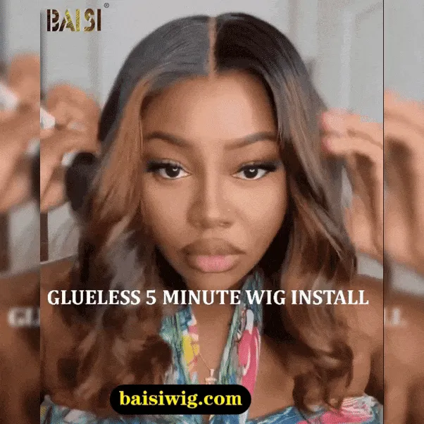BAISI Elegant Brown Highlight Glueless Wig