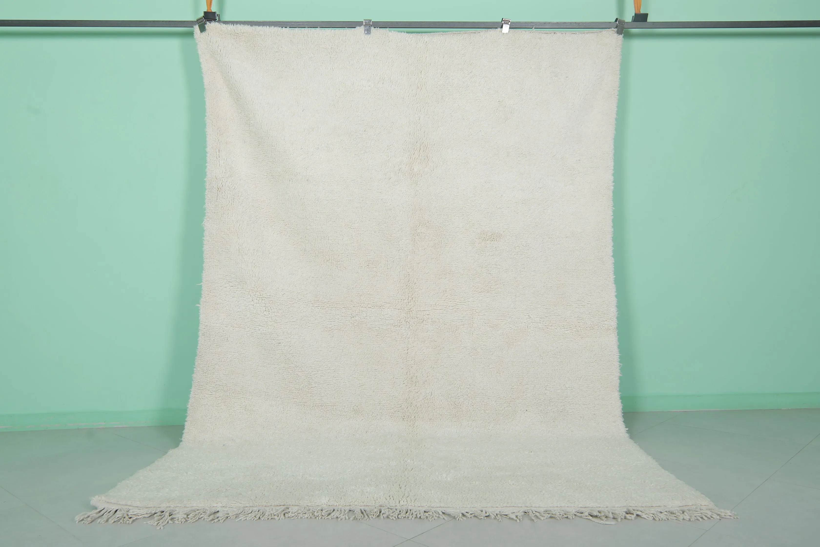 Beni Ourain Moroccan Rug - 6.4 x 9 Feet | Handwoven Natural Wool