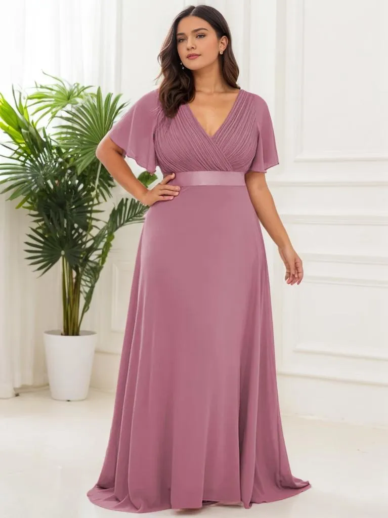 Billie flutter sleeve chiffon bridesmaid dress in dusky rose Express NZ wide