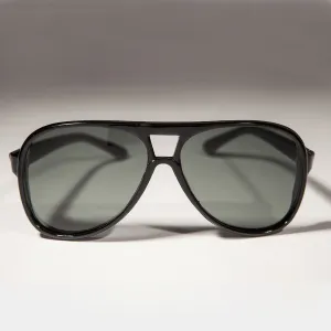 Black Aviator Sunglass with Glass Lenses - Agent Six
