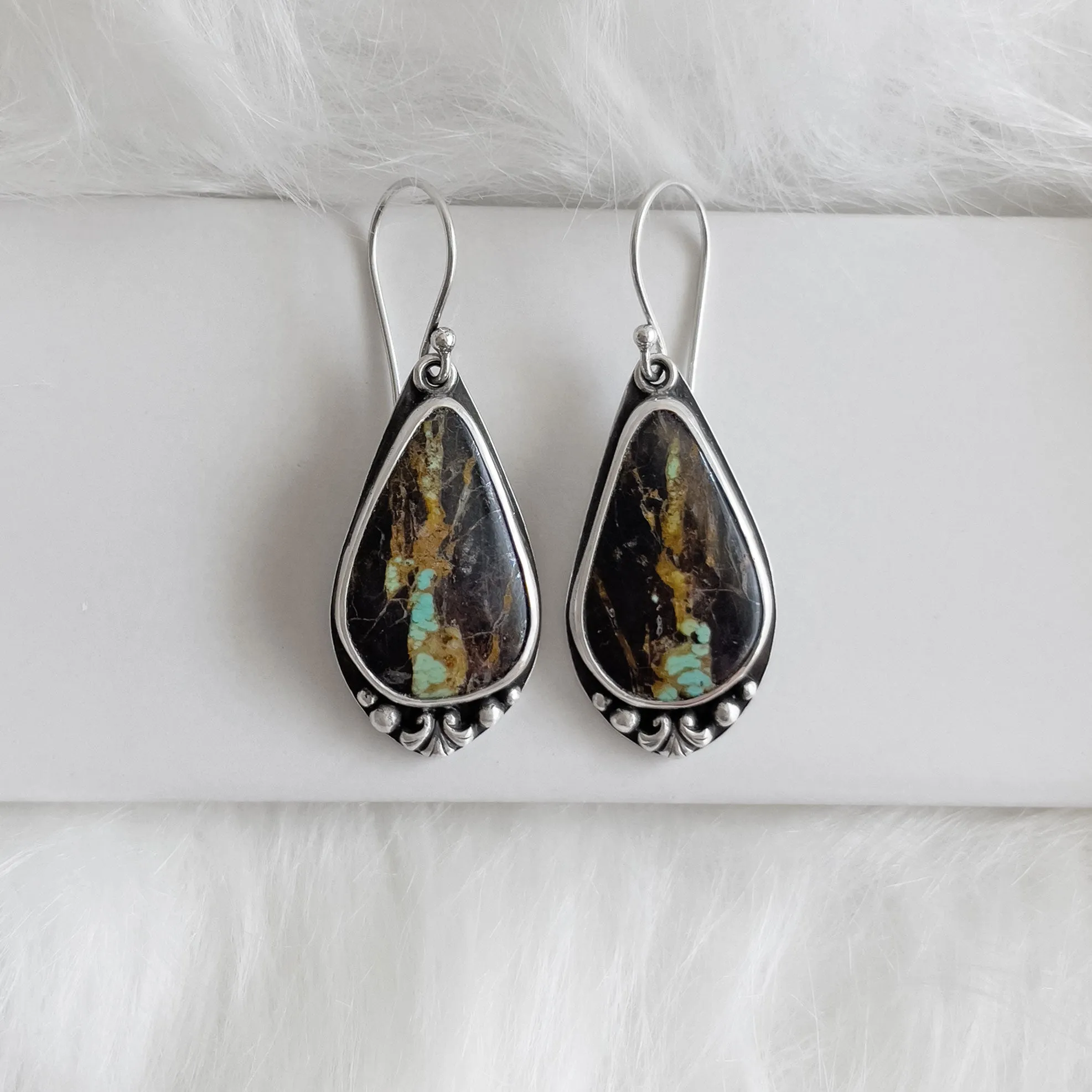 Blackjack Turquoise Dangle Earrings in Sterling Silver