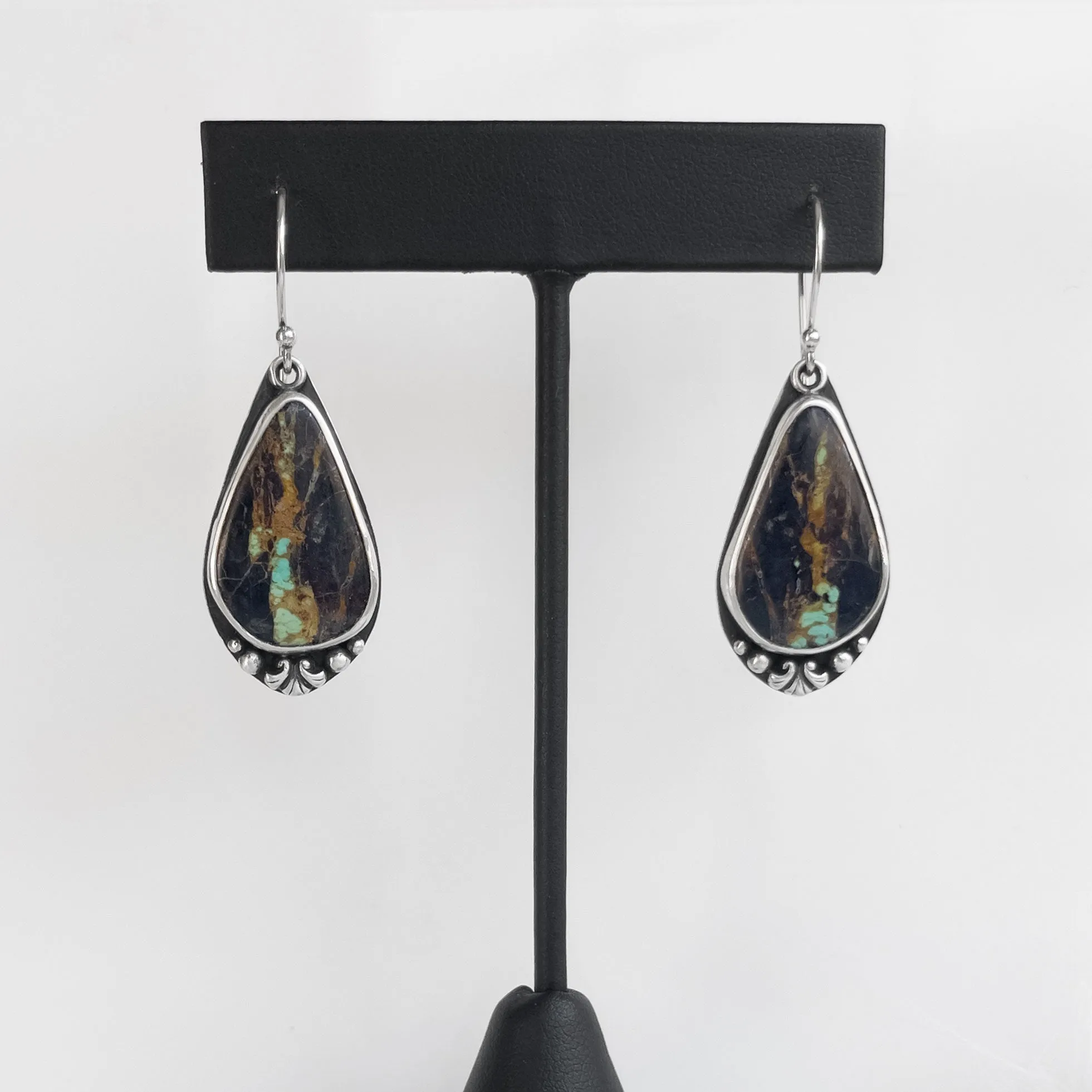 Blackjack Turquoise Dangle Earrings in Sterling Silver