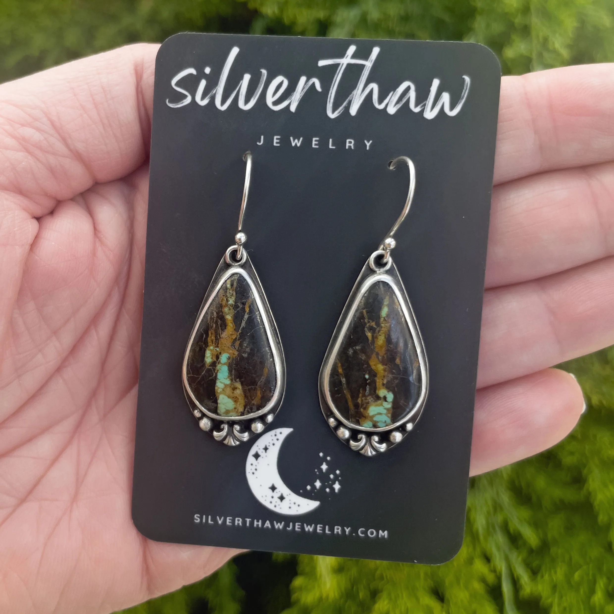 Blackjack Turquoise Dangle Earrings in Sterling Silver