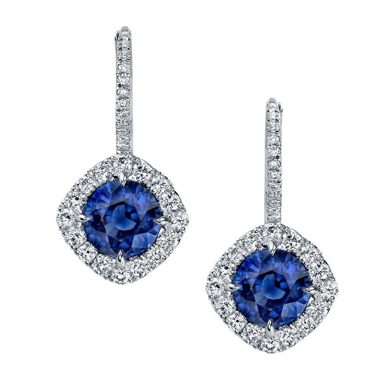 Blue Sapphire and Diamond Earrings