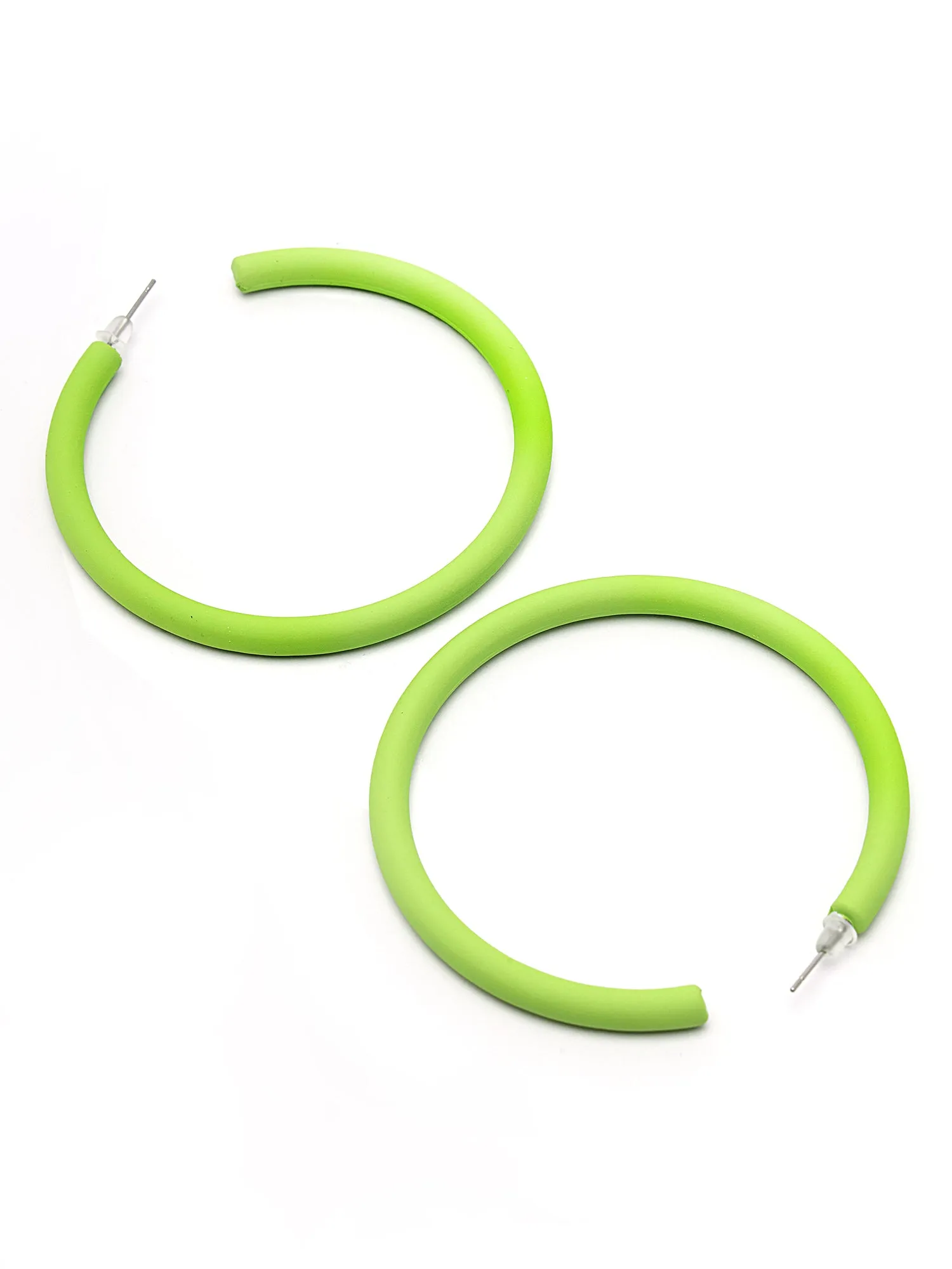Bohey by KARATCART Matte Light Green Finish Half Hoop Earrings for Women