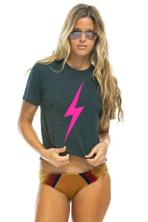 BOLT BOYFRIEND TEE - CHARCOAL // NEON PINK
