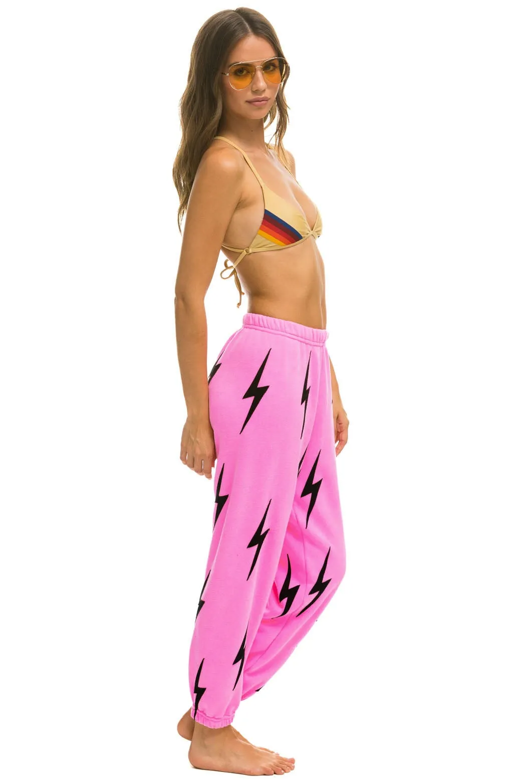 BOLT STITCH REPEAT SWEATPANTS - NEON PINK // BLACK