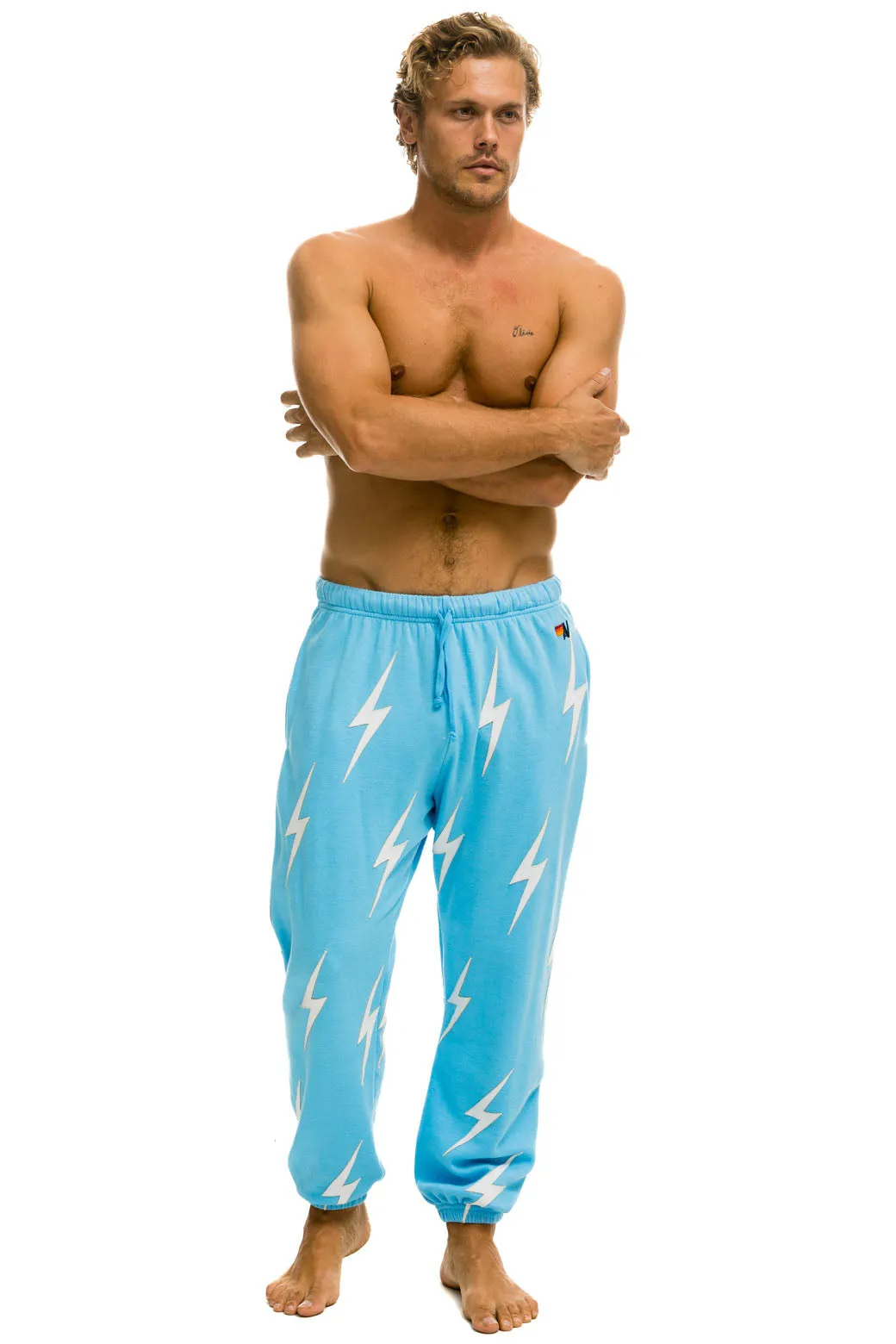 BOLT STITCH REPEAT SWEATPANTS - SKY // WHITE