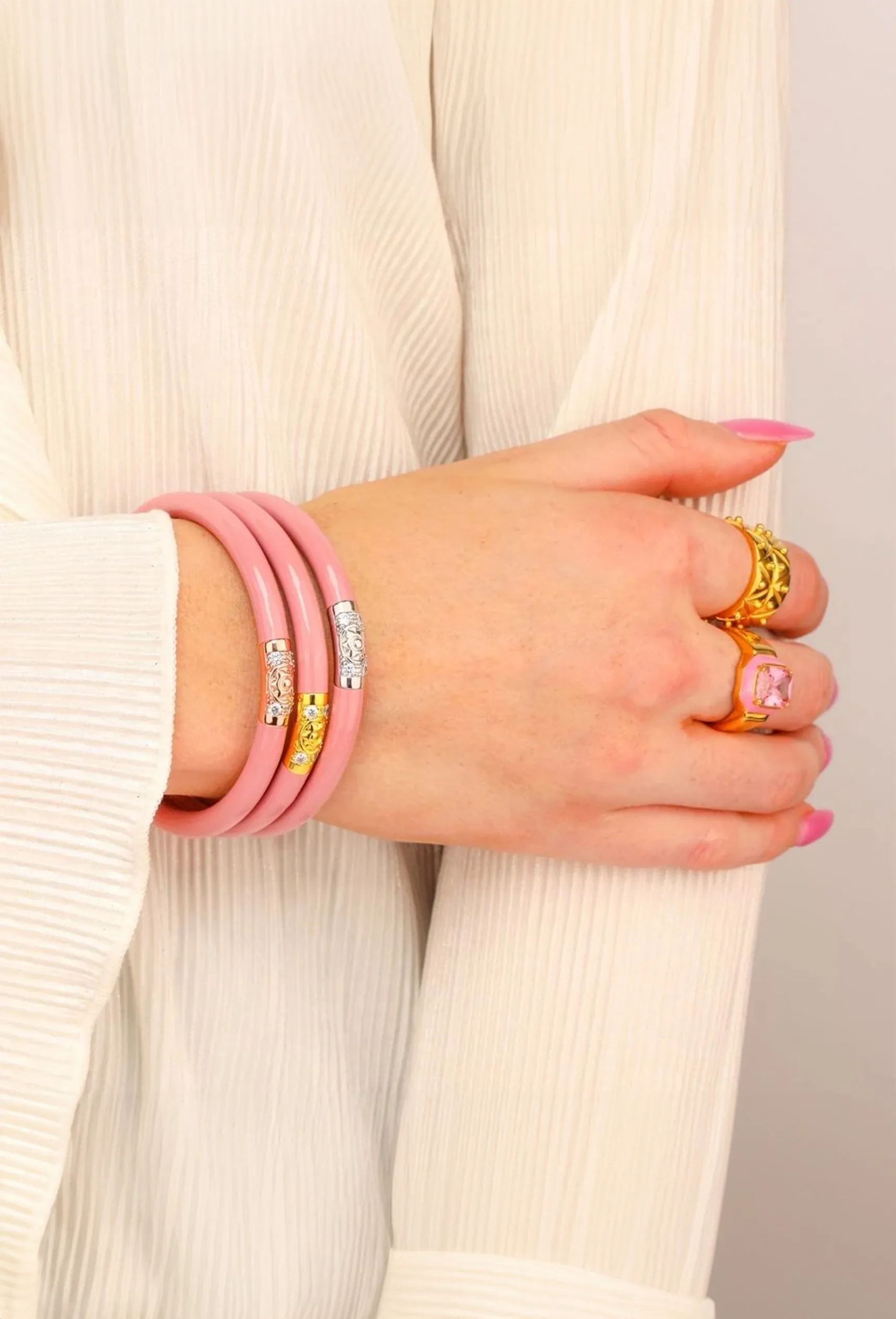 BUDHAGIRL Three Kings All Weather Bangles in Blush