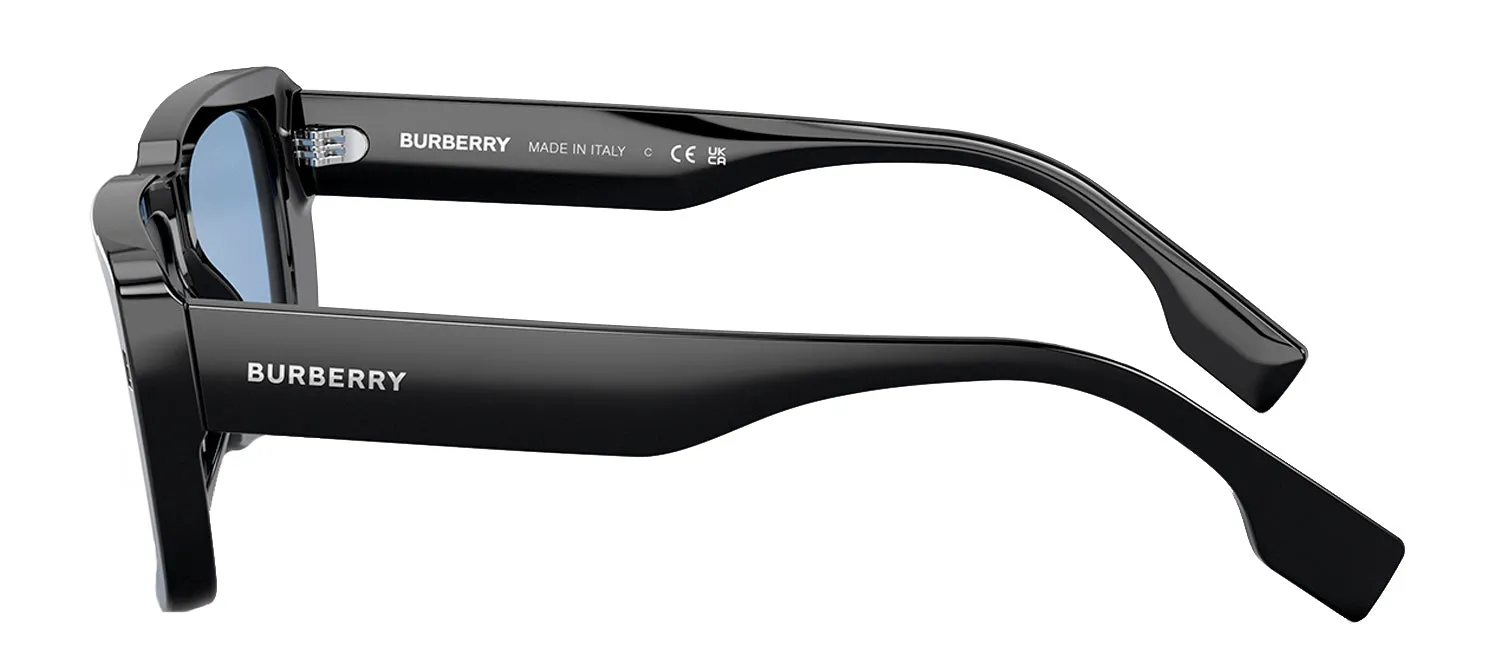 Burberry JARVIS BE 4376U 300172 Rectangle Plastic Black Sunglasses with Blue Lens