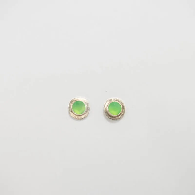 Button with Chrysoprase Earrings