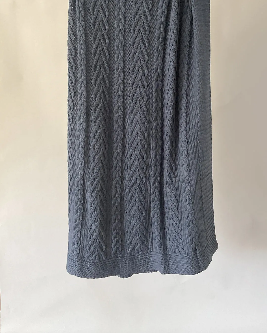 Cable Knit Large Throw - Indigo Blue