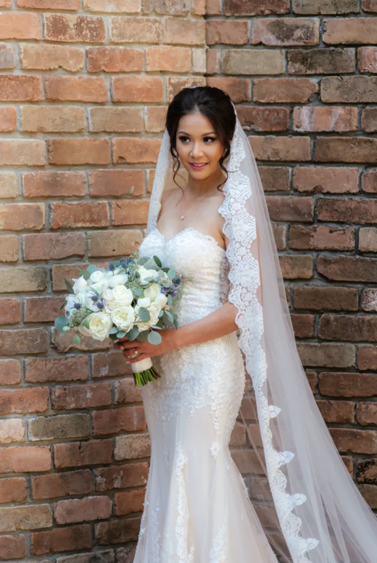 Cathedral Bridal Veil With Lace Trim Edge (#Helaine)