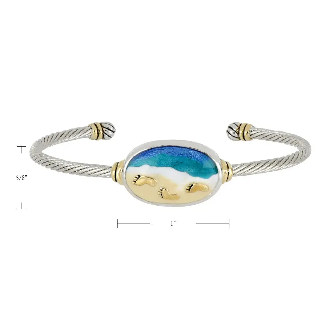 Celebration Memories - Footprints in the Sand Wire Cuff Bracelet