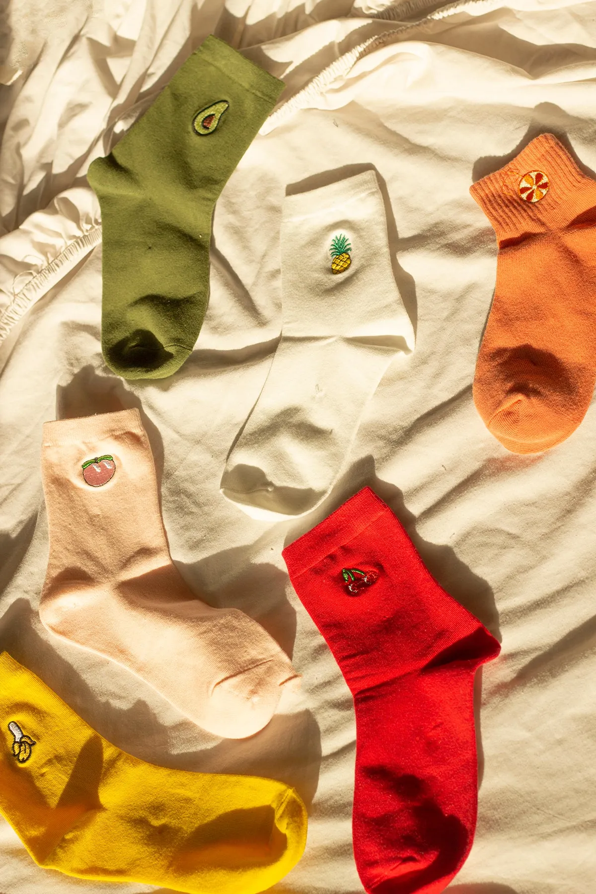 Cherry Fruit Embroidered Socks