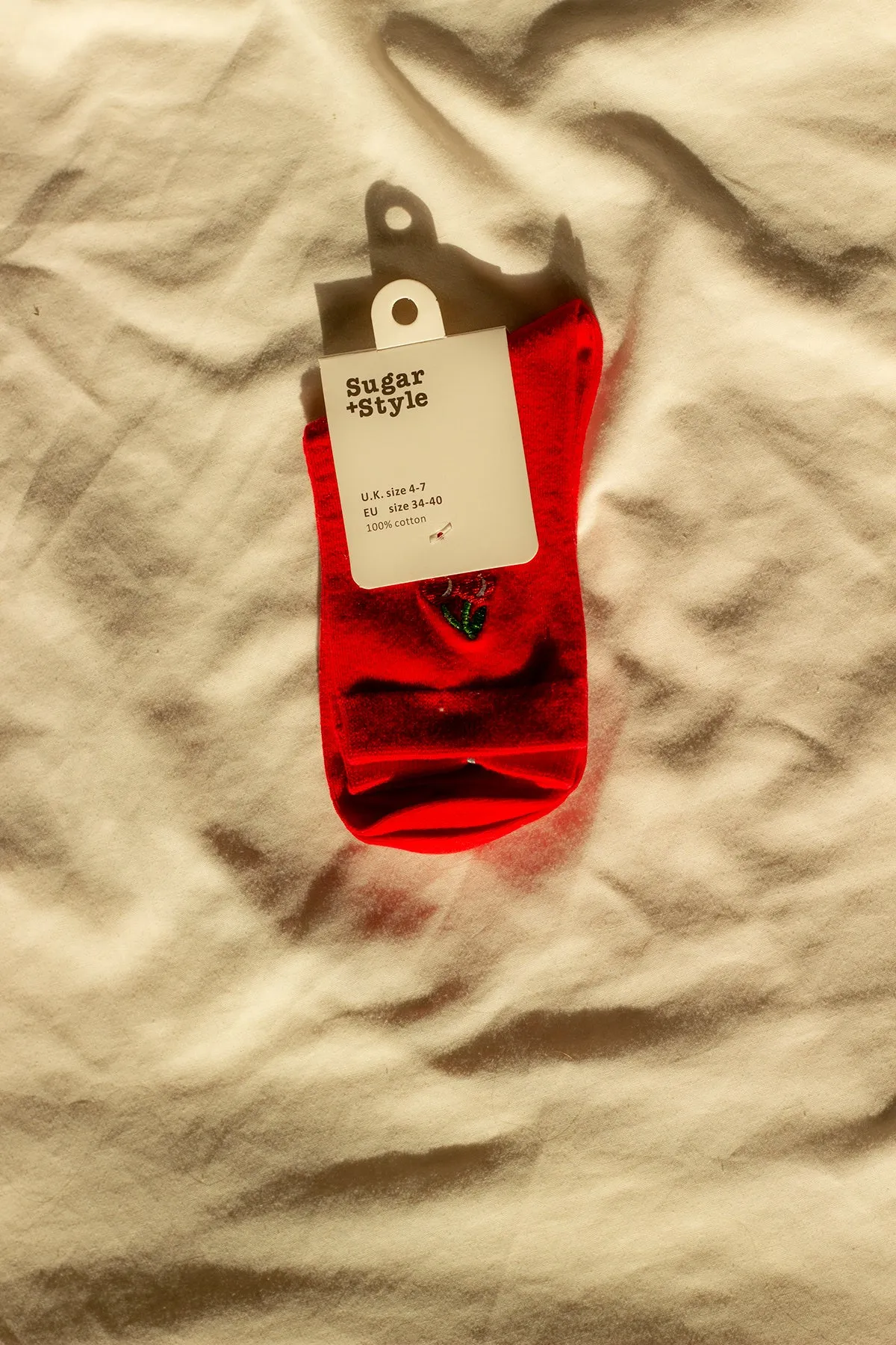 Cherry Fruit Embroidered Socks
