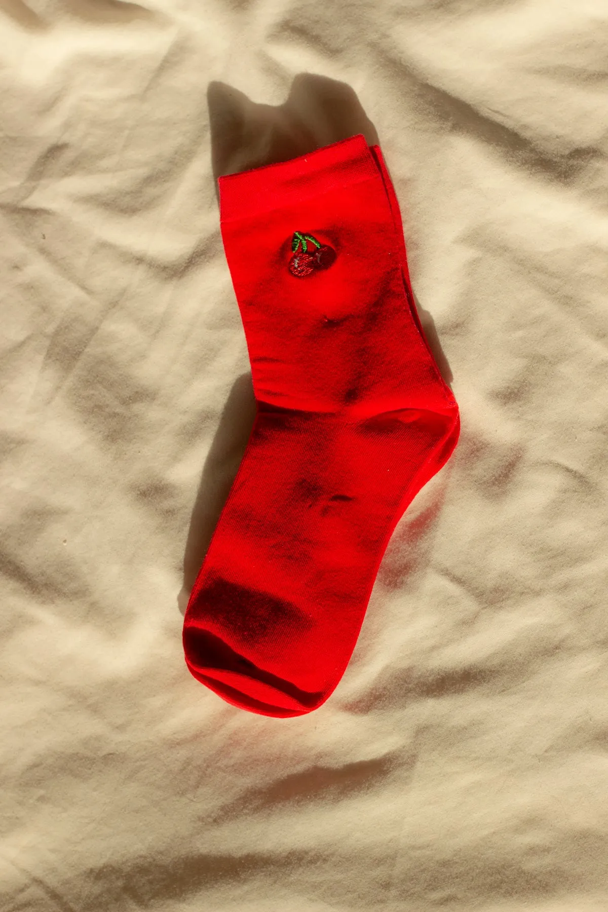 Cherry Fruit Embroidered Socks