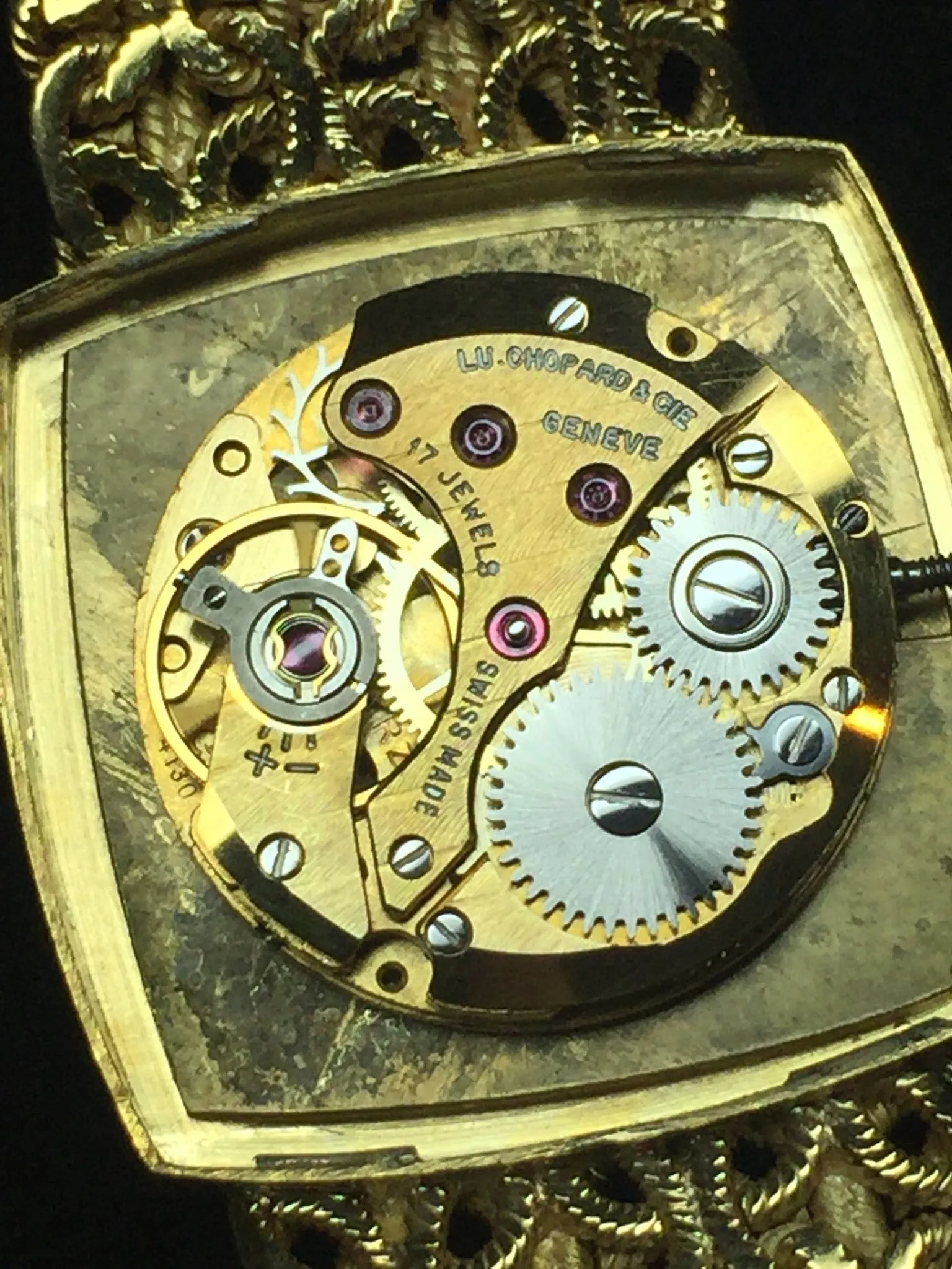 Chopard 18k Gold & Diamond Watch with Byzantine Wheat Chain Bracelet