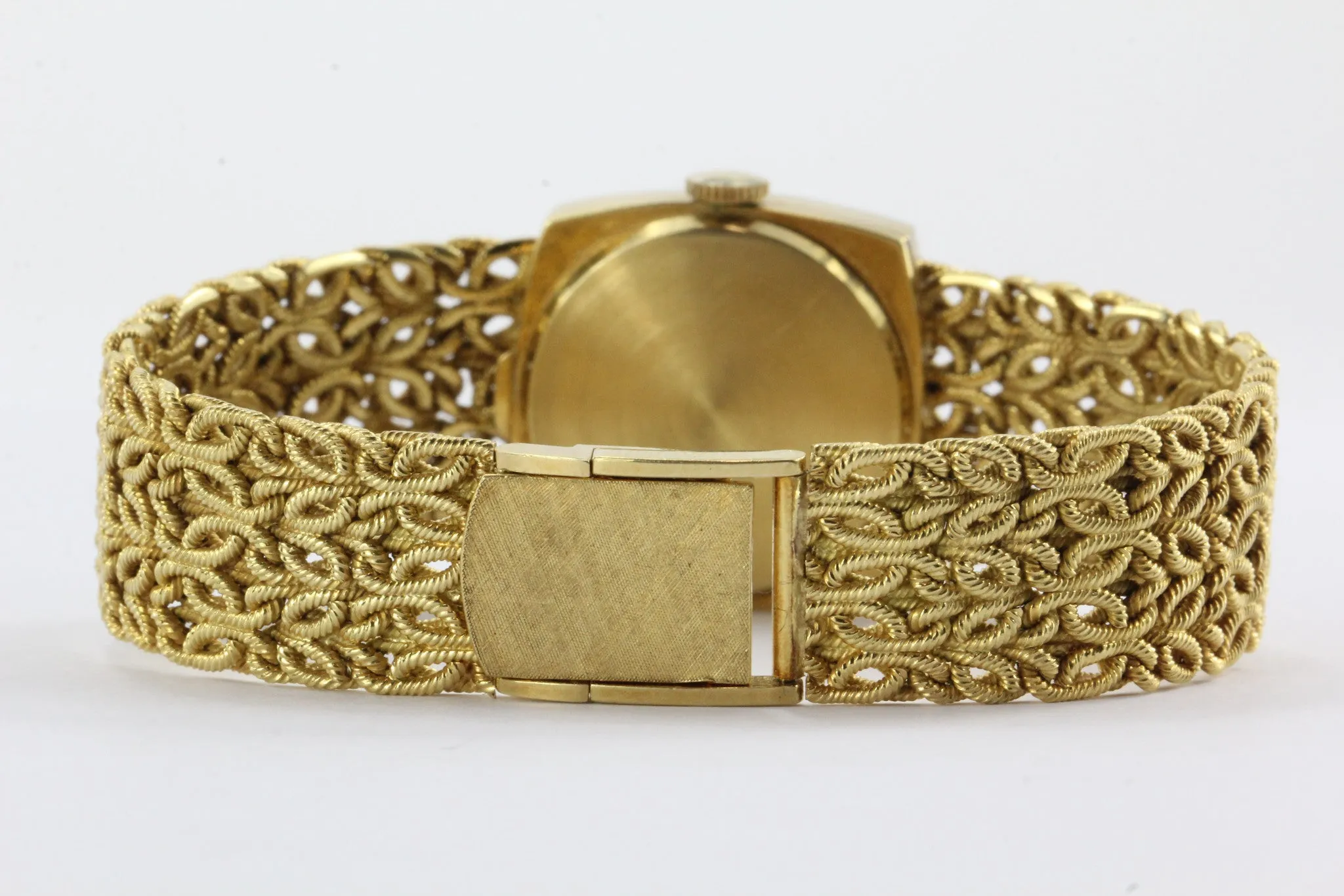 Chopard 18k Gold & Diamond Watch with Byzantine Wheat Chain Bracelet