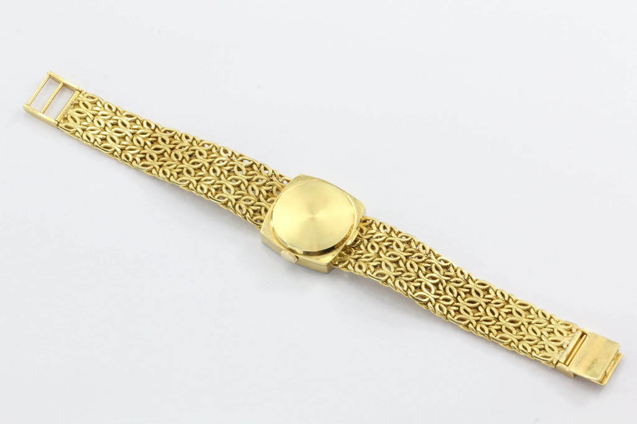 Chopard 18k Gold & Diamond Watch with Byzantine Wheat Chain Bracelet