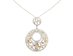 Circular18kt Rose Gold Multicolor Diamond Pendant