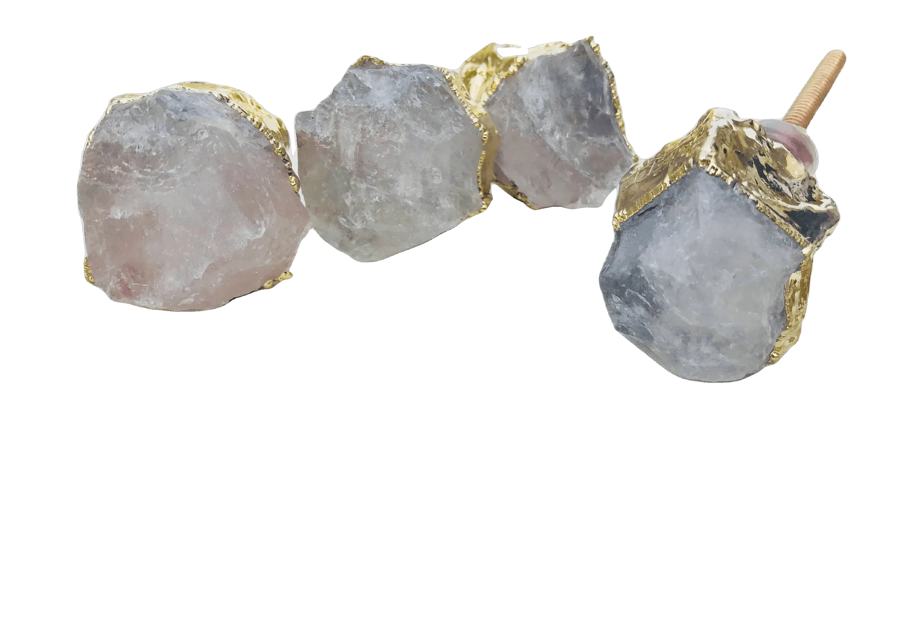 Clear Quartz Cabinet Door Pull Handle - Set of 6