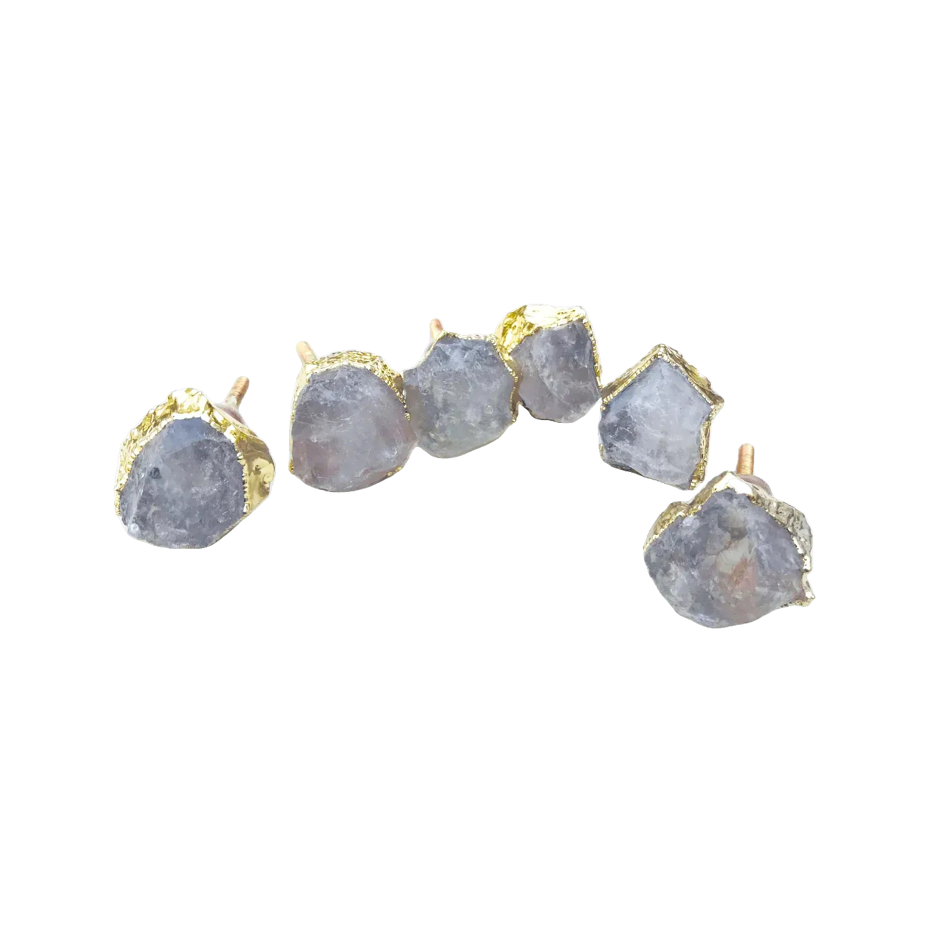 Clear Quartz Cabinet Door Pull Handle - Set of 6
