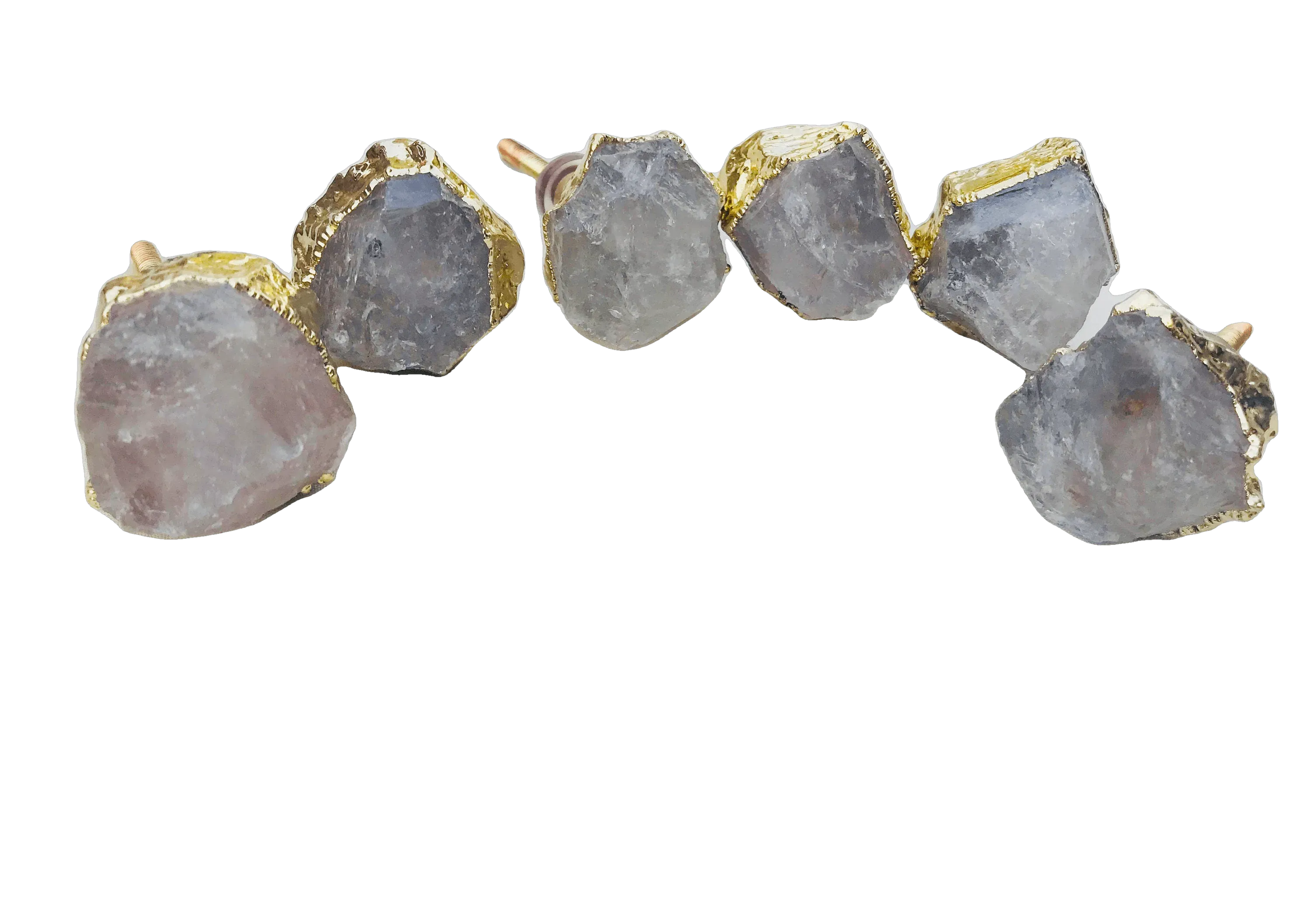 Clear Quartz Cabinet Door Pull Handle - Set of 6