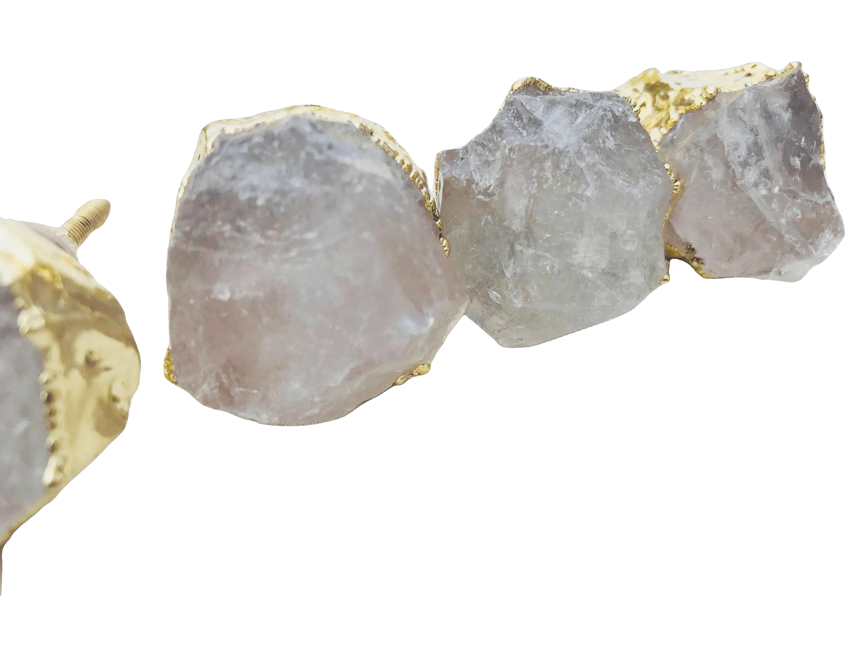 Clear Quartz Cabinet Door Pull Handle - Set of 6