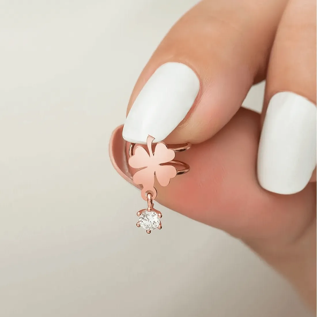 Clover Huggie Ear Cuff Non Pierced Cartilage Earring