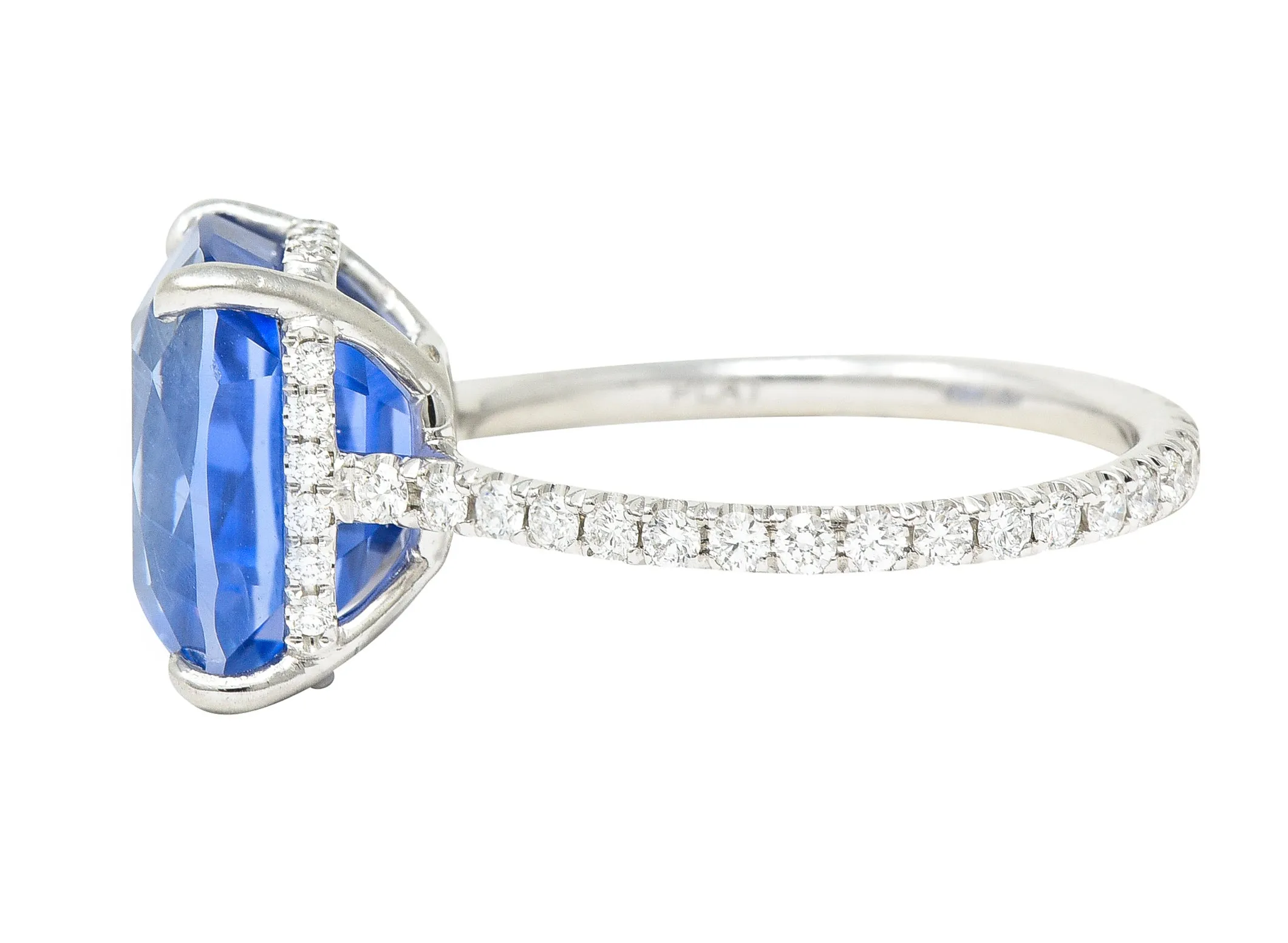 Contemporary 6.07 CTW No-Heat Ceylon Sapphire Diamond Platinum Eternity Band Gemstone Ring AGL
