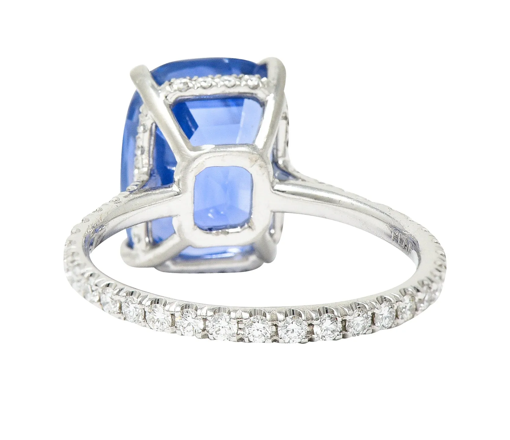Contemporary 6.07 CTW No-Heat Ceylon Sapphire Diamond Platinum Eternity Band Gemstone Ring AGL