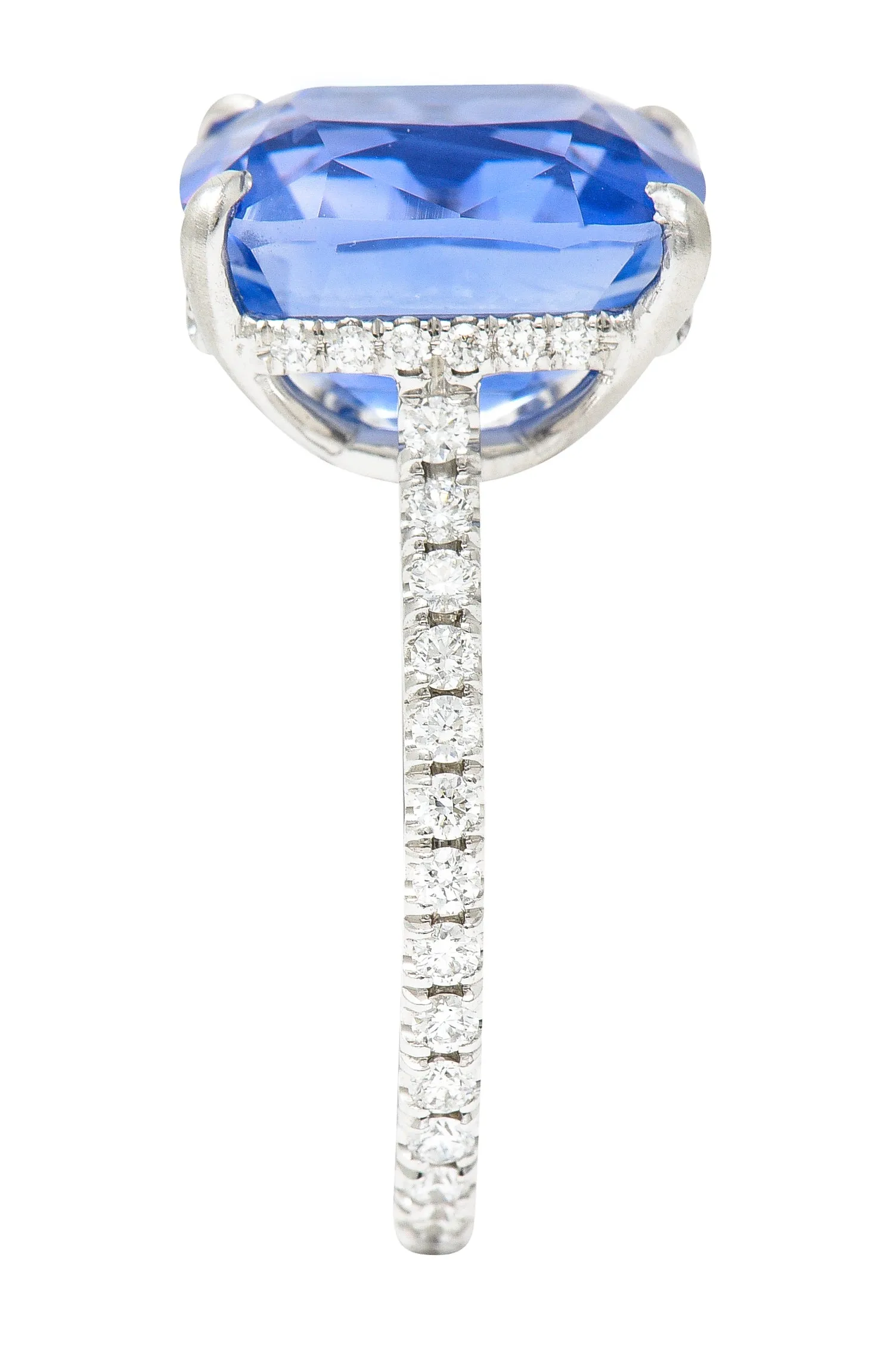 Contemporary 6.07 CTW No-Heat Ceylon Sapphire Diamond Platinum Eternity Band Gemstone Ring AGL