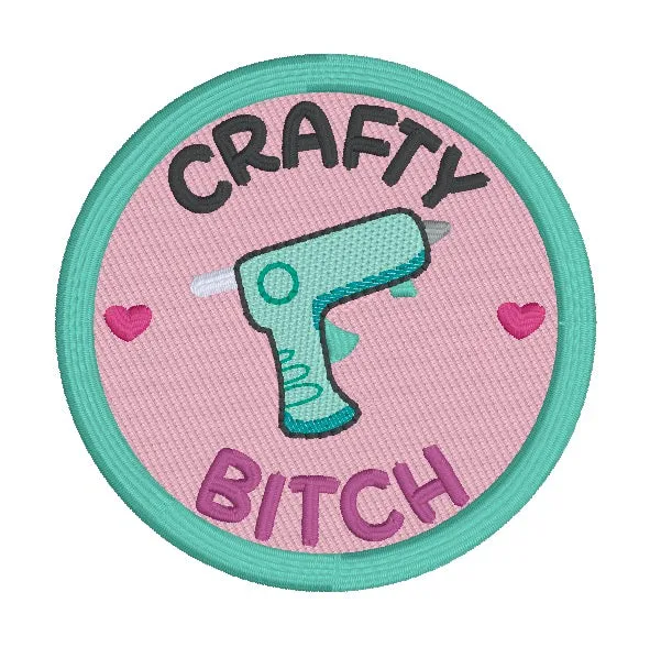 Crafty B!tch patch (2 sizes included) machine embroidery design DIGITAL DOWNLOAD