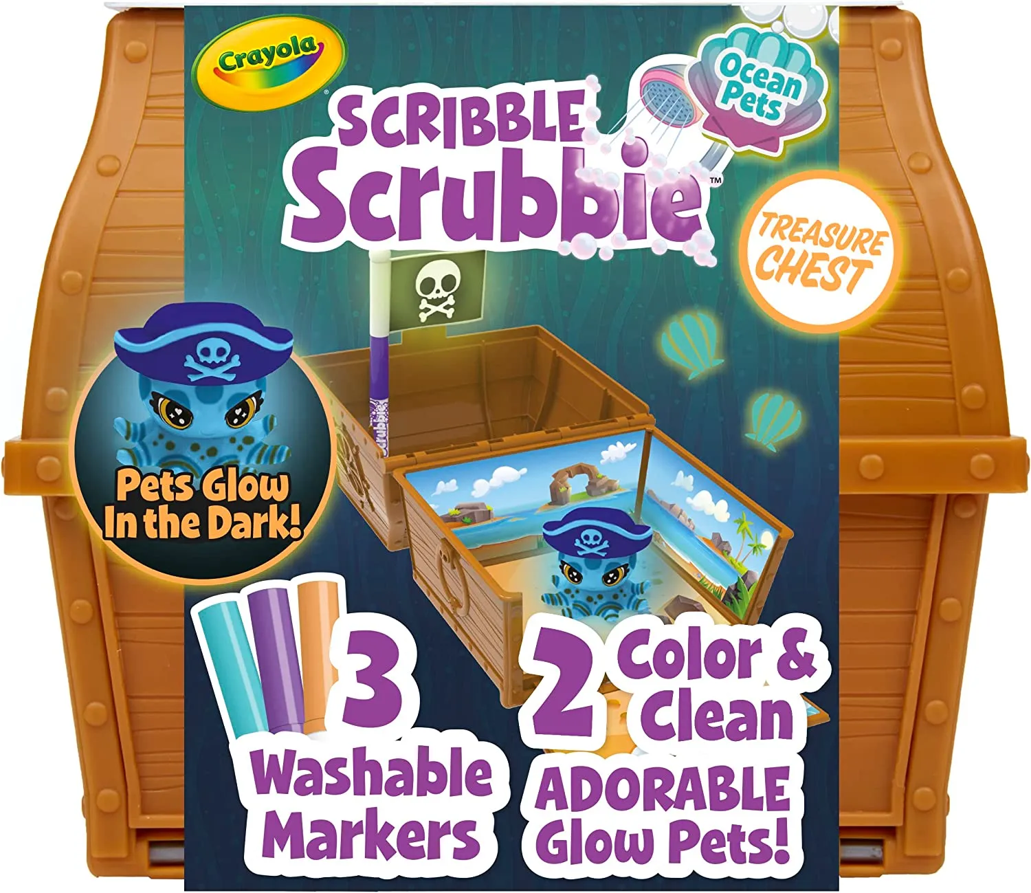 Crayola Scribble Scrubbie Glow Ocean Treasure Chest
