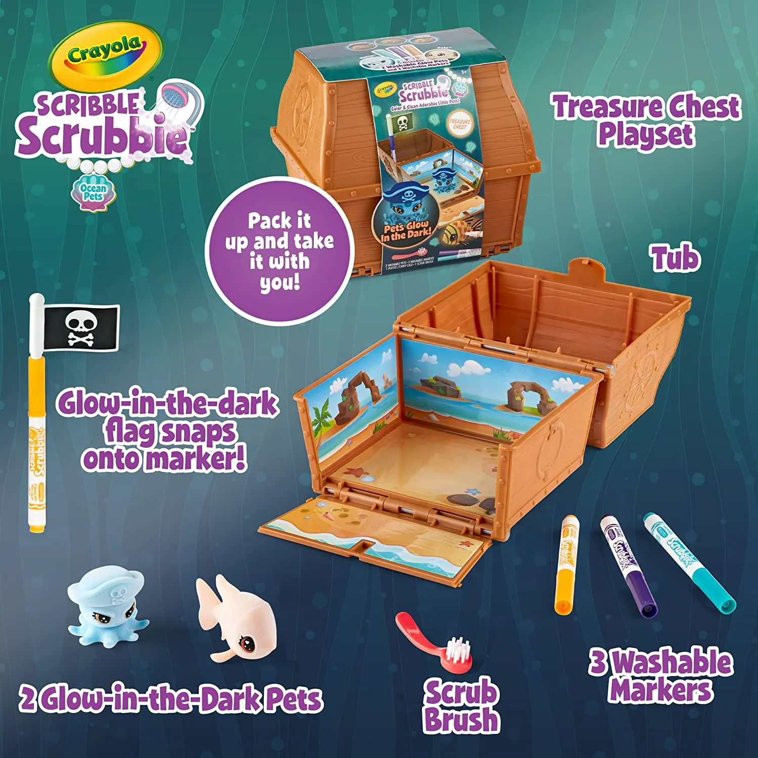 Crayola Scribble Scrubbie Glow Ocean Treasure Chest