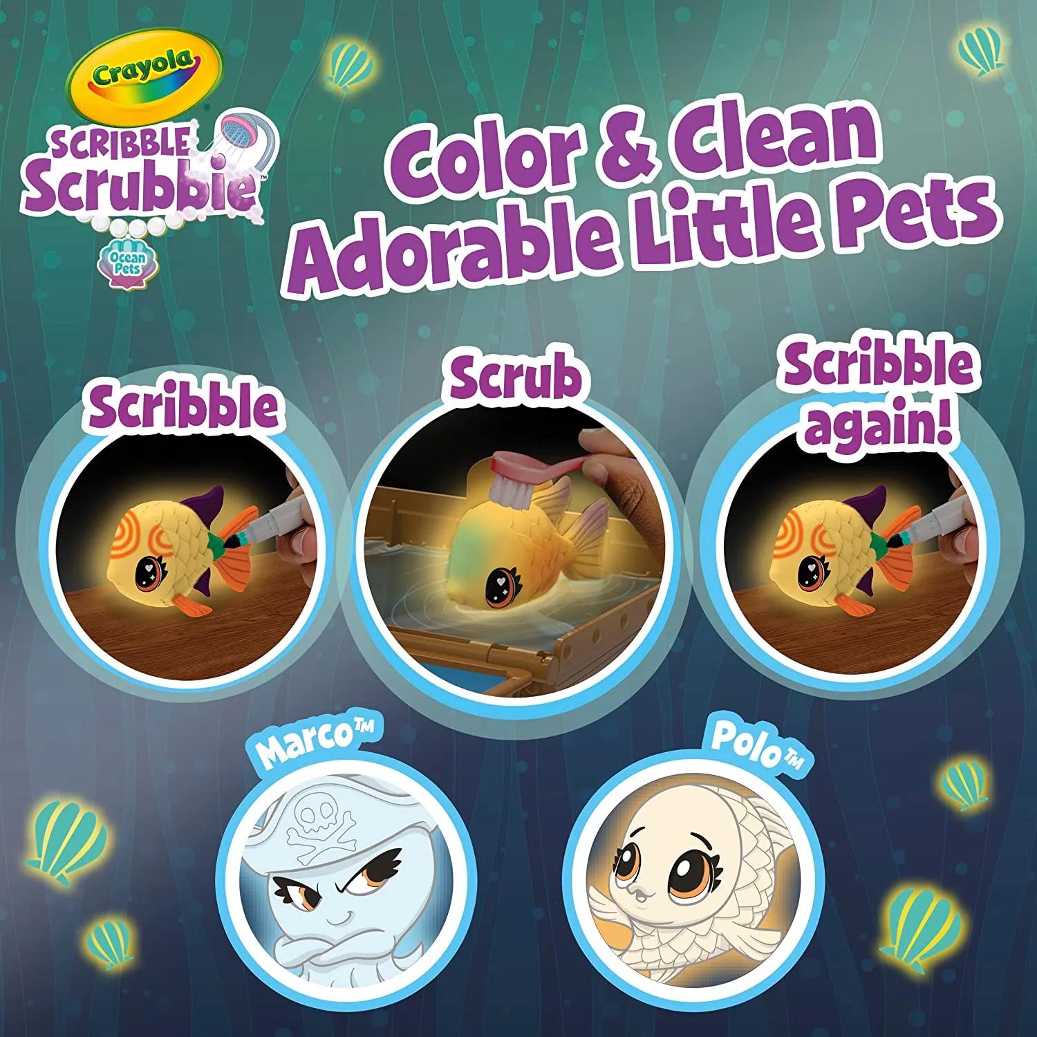 Crayola Scribble Scrubbie Glow Ocean Treasure Chest