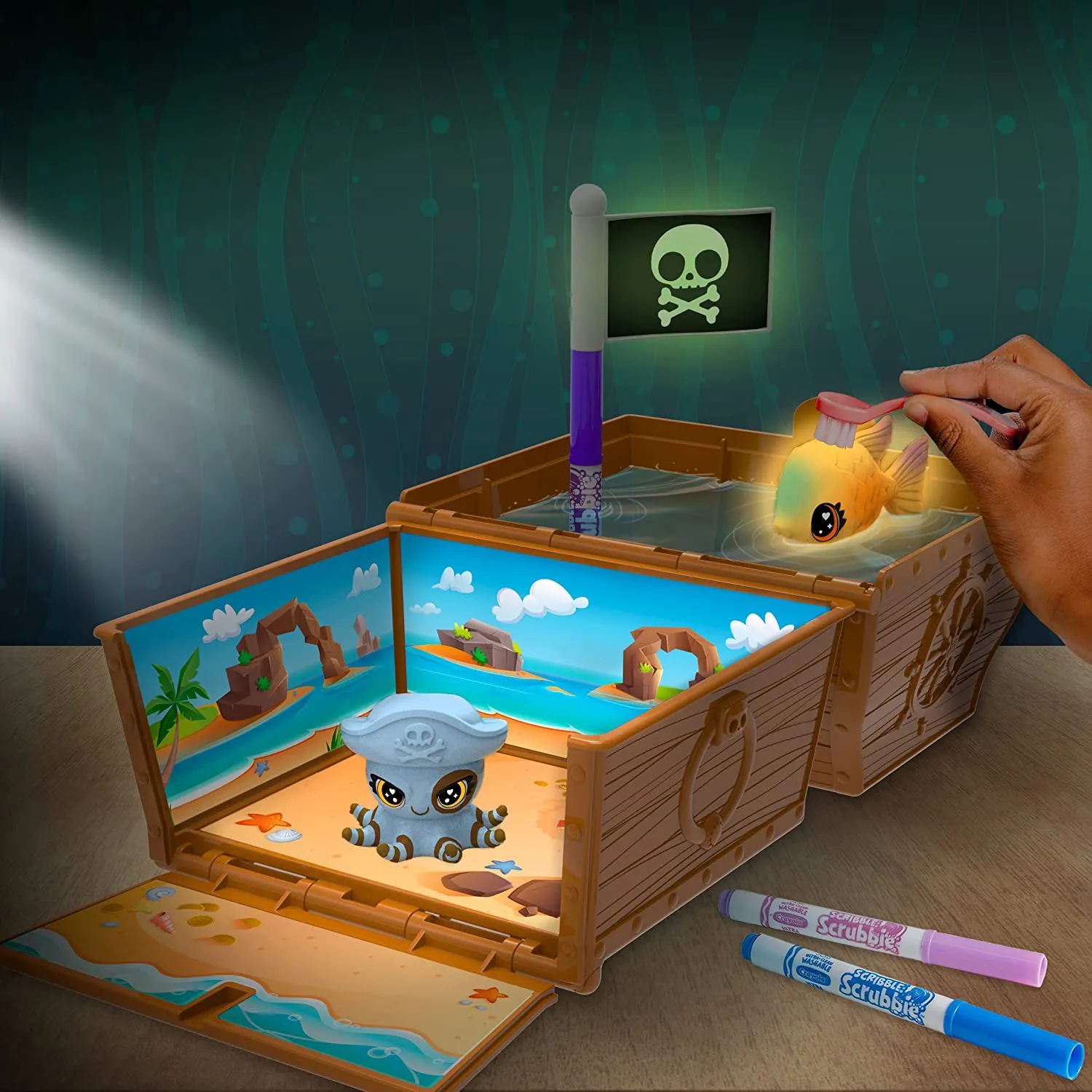 Crayola Scribble Scrubbie Glow Ocean Treasure Chest
