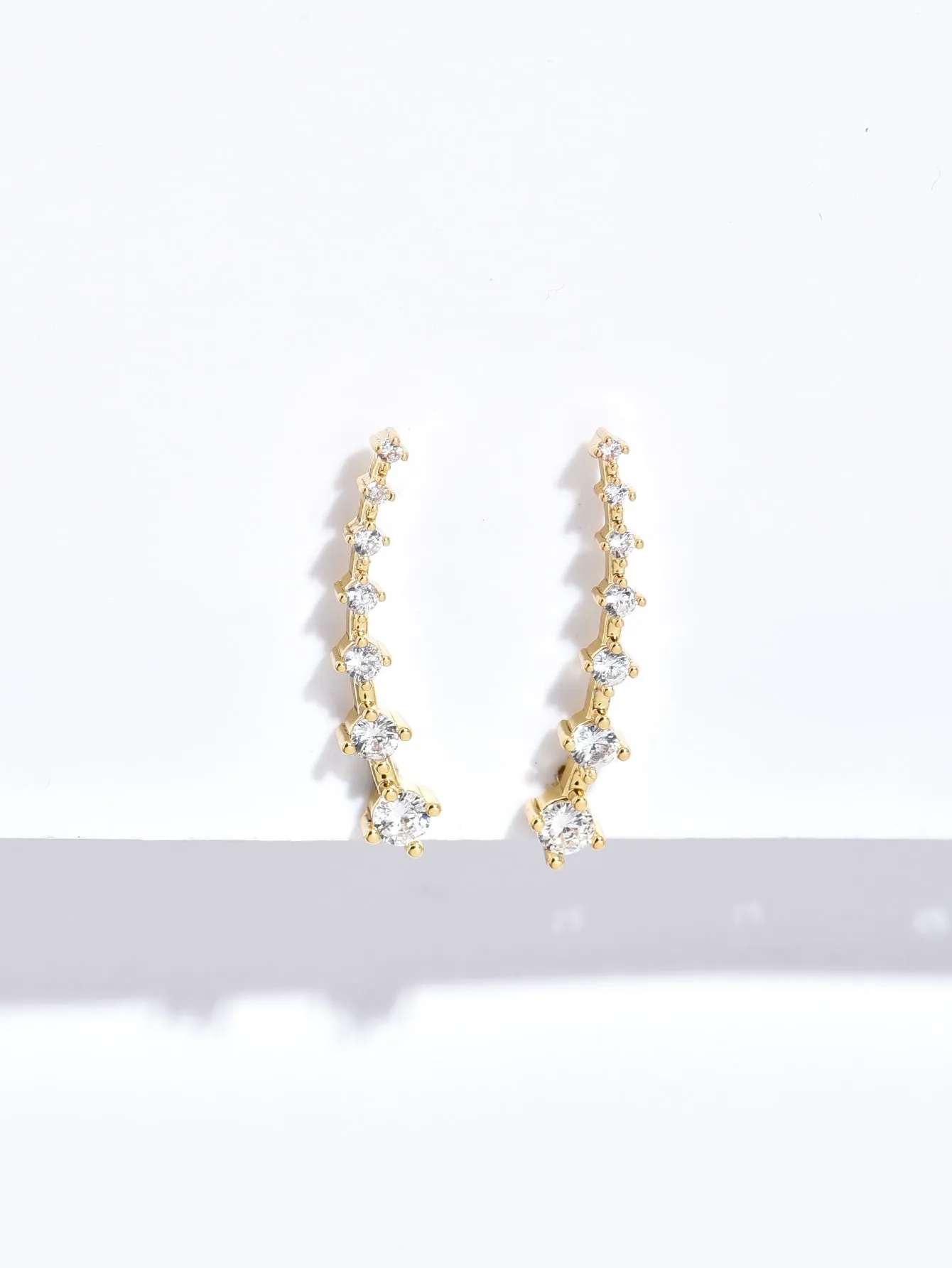 Cubic Zirconia Decor Ear Climber - Gold