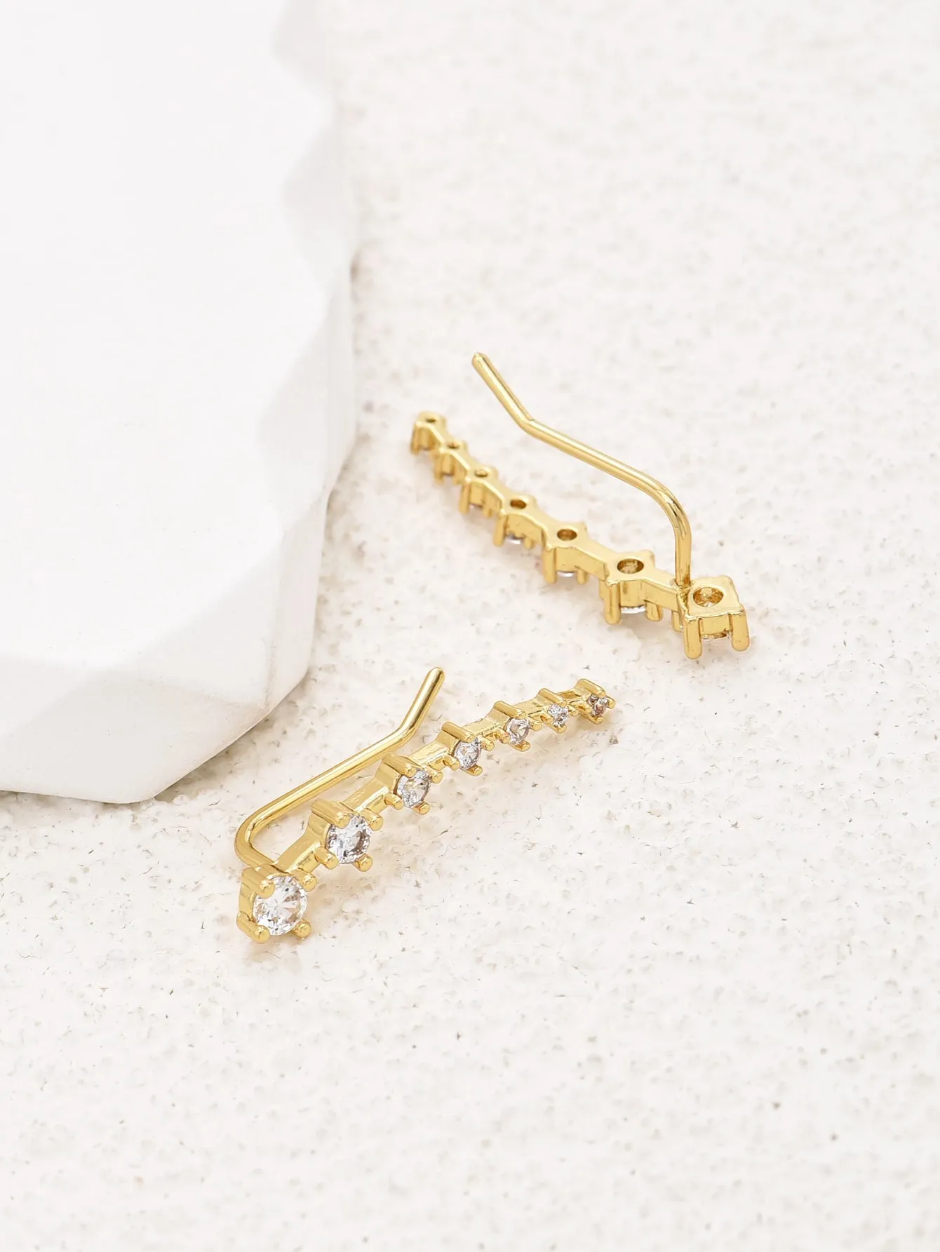 Cubic Zirconia Decor Ear Climber - Gold