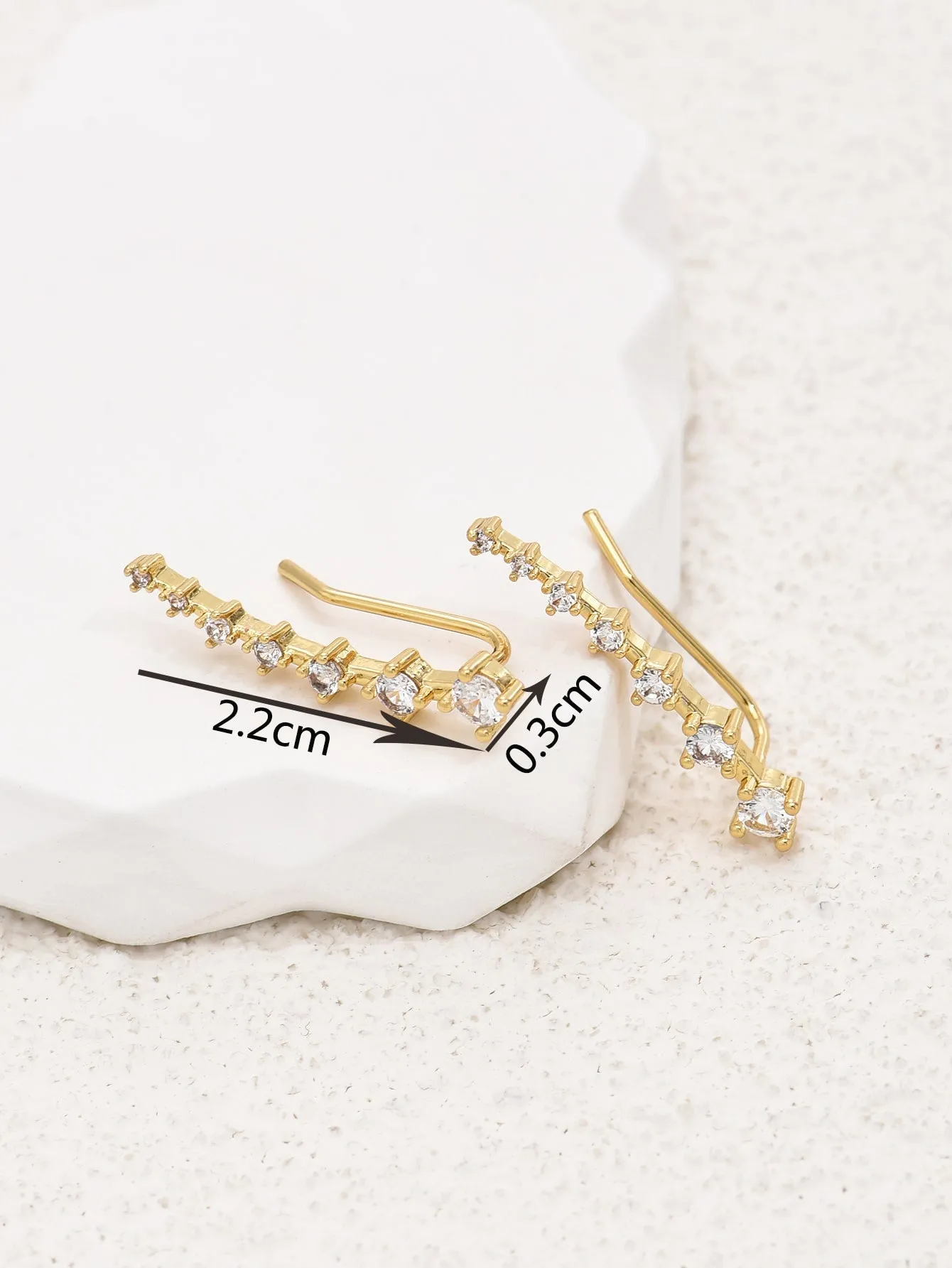 Cubic Zirconia Decor Ear Climber - Gold