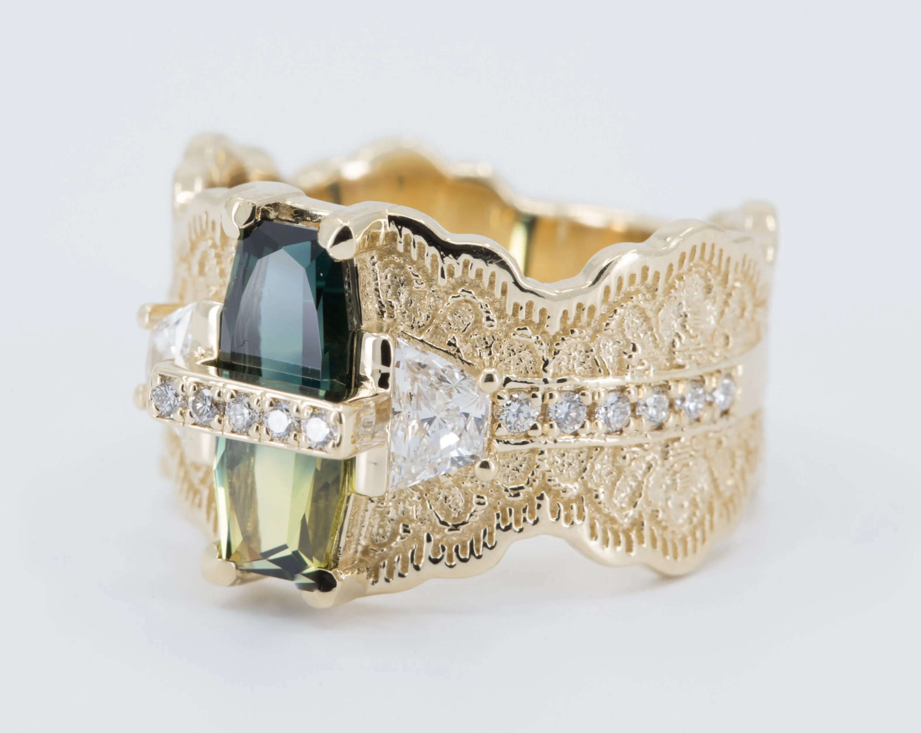 Custom One-of-a-Kind Parti Sapphire and Diamond Engagement Ring - DEPOSIT