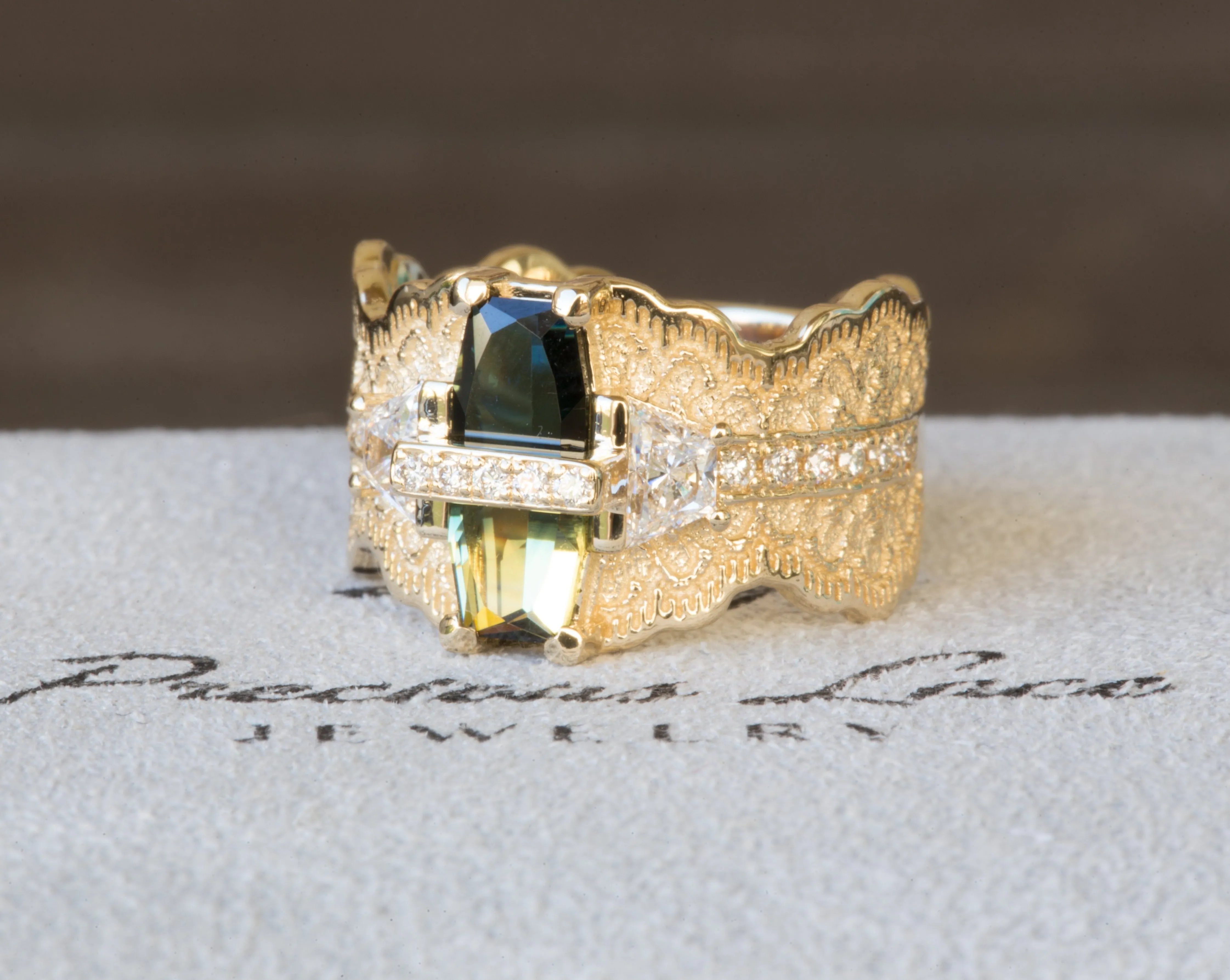 Custom One-of-a-Kind Parti Sapphire and Diamond Engagement Ring - DEPOSIT