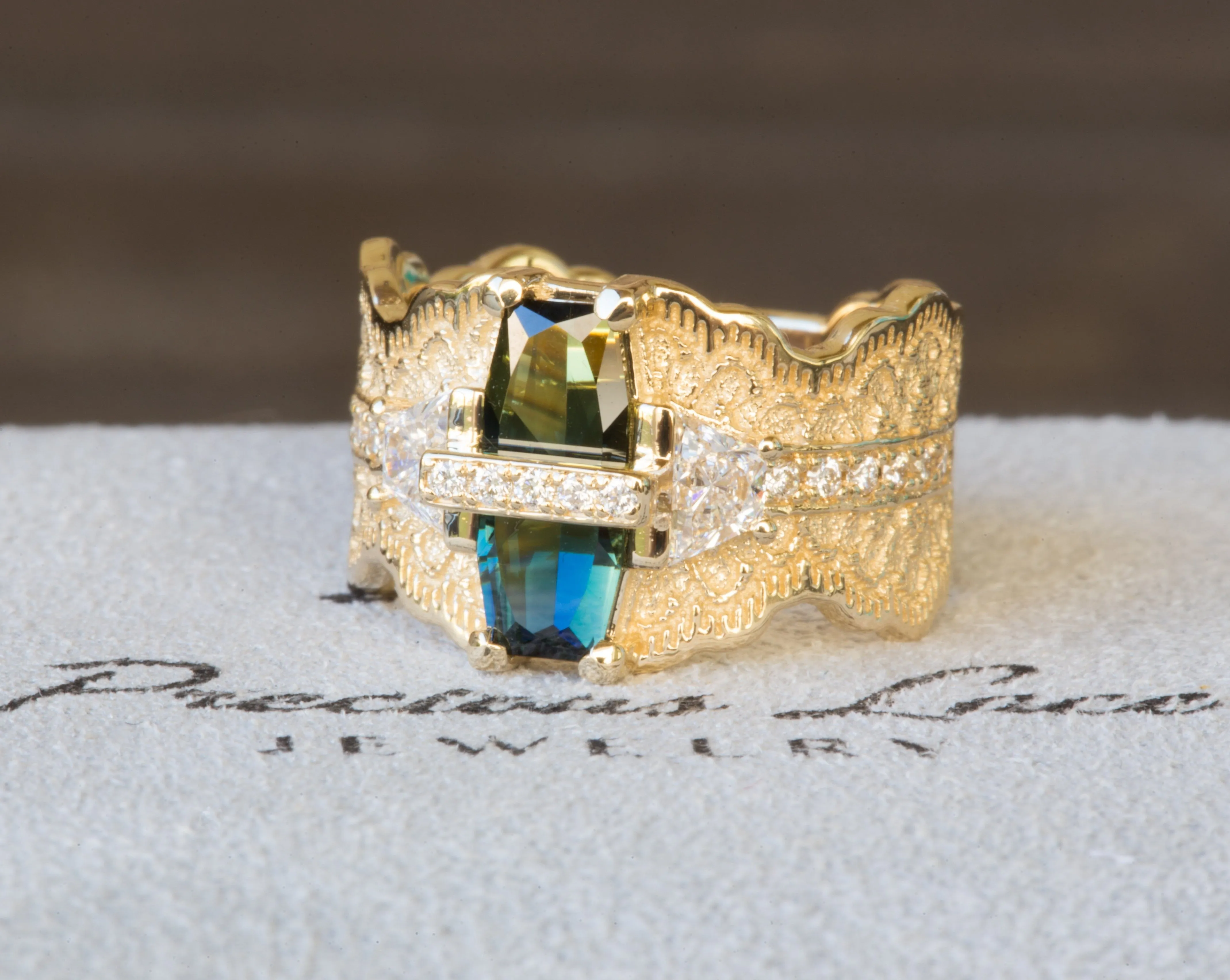 Custom One-of-a-Kind Parti Sapphire and Diamond Engagement Ring - DEPOSIT